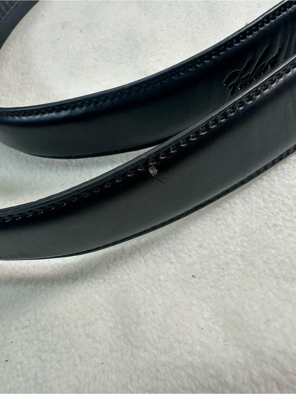 Men’s Black Leather Belt with Rectangular Silver-Tone Buckle Size 28-44